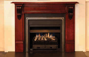 A Real Flame Federation Square mantelpiece with elegant design, ideal for modern gas log fires for homes and cosy interiors