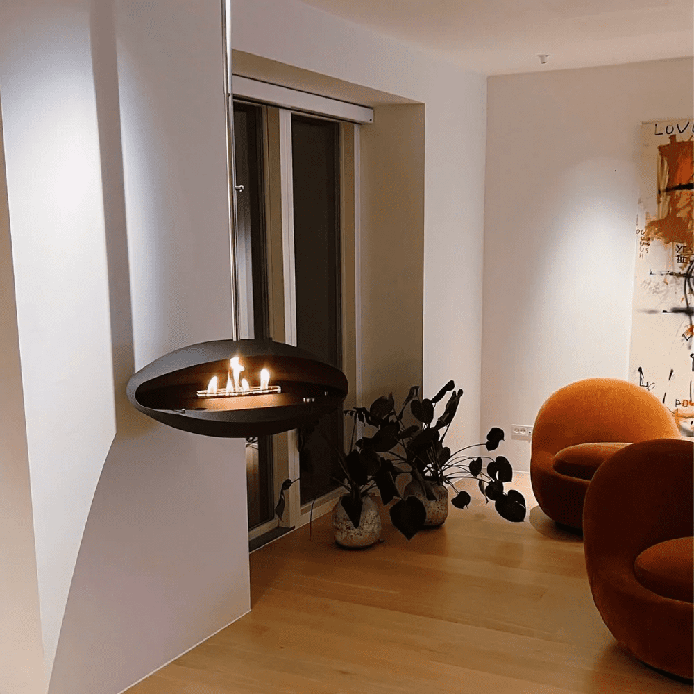 Decoflame Espoo Net Zero Suspended Ceiling Fireplace - Modern Electric Connected BEV Fireplaces for homes