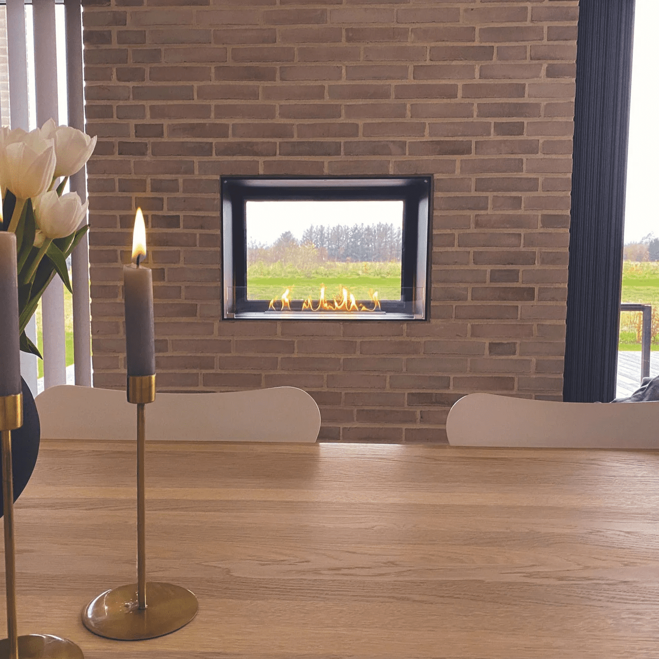 Decoflame Montreal Clear Indoor & Outdoor Net Zero Built-In Fireplace with Burning Ethanol Vapour Technology