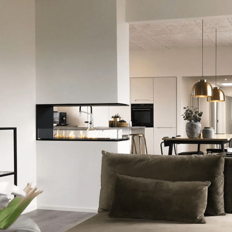 Decoflame Montreal Room Divider Net Zero Built-In Fireplace for Home Heating