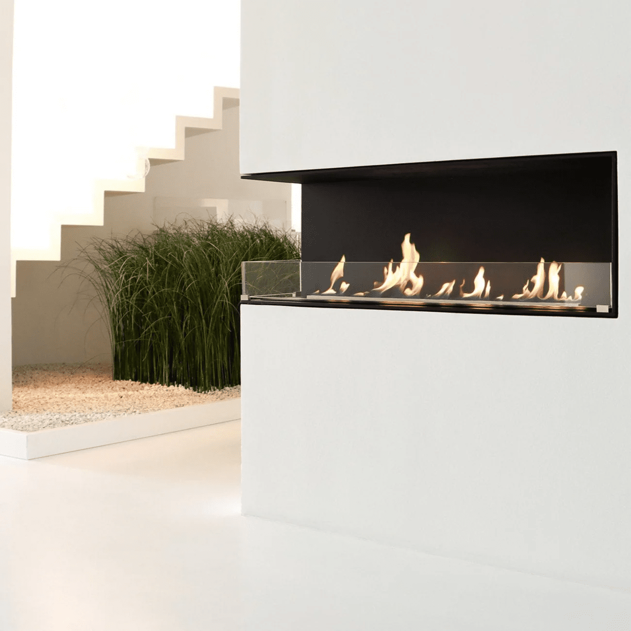 Premium Decoflame Montreal Left Corner Net Zero Built-In Fireplace with Burner Ethanol Vapour for Home Heating