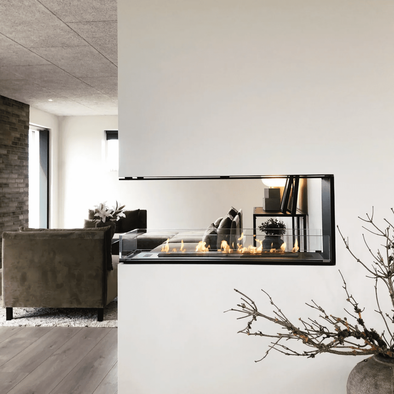 Premium Decoflame Montreal Room Divider Net Zero Built-In Fireplace for Homes