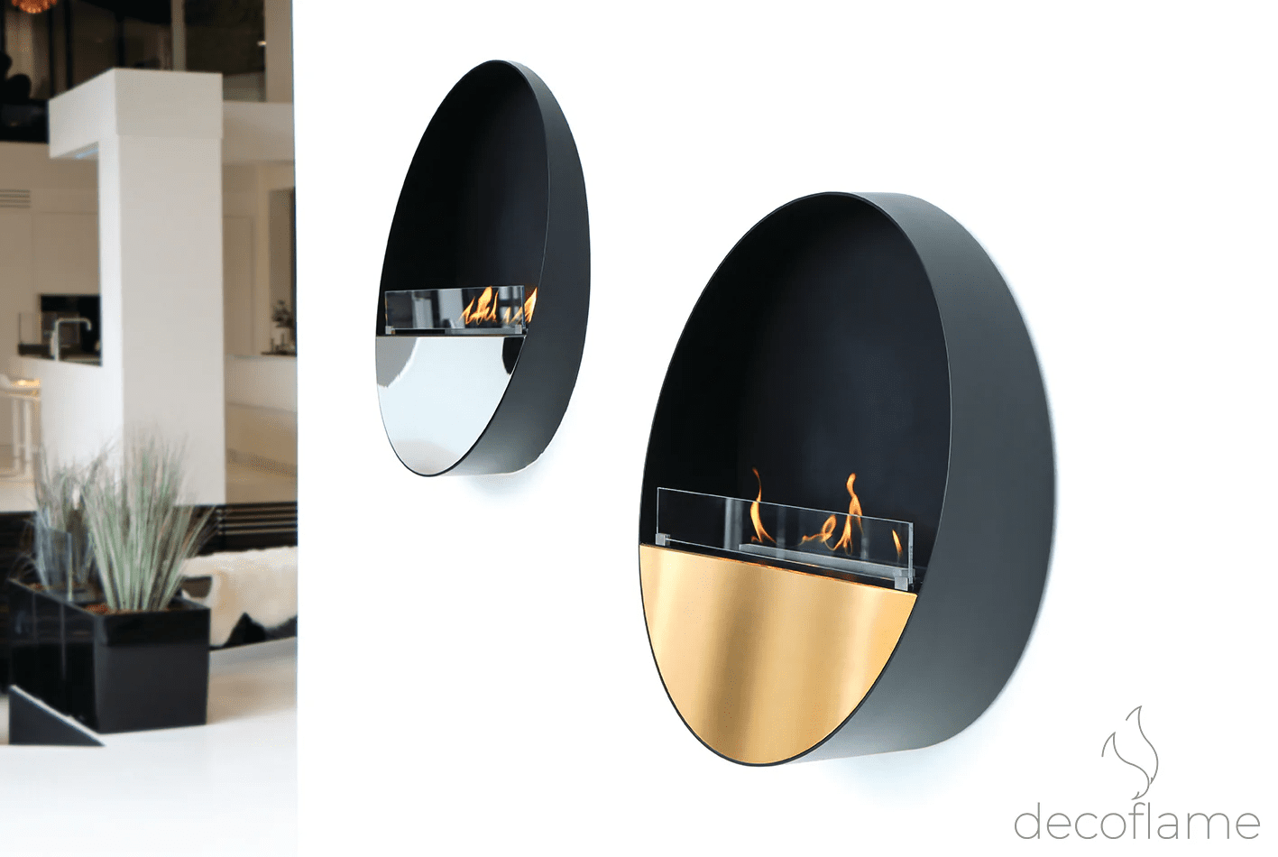 Portable Decoflame Tokyo Wall Mounted Net Zero Bioethanol Fireplace with different colour options