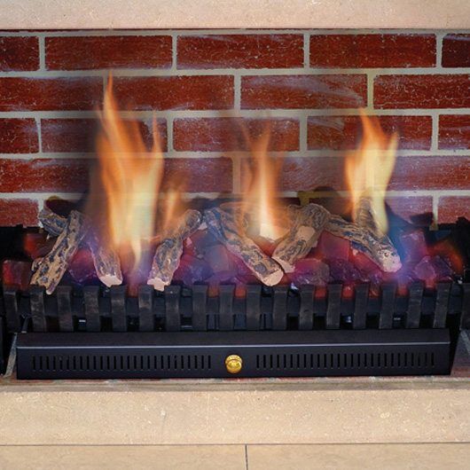 A Real Flame Magiglo fireplace with a bright fire providing cosy ambiance, one of the best gas fireplaces for autumn warmth