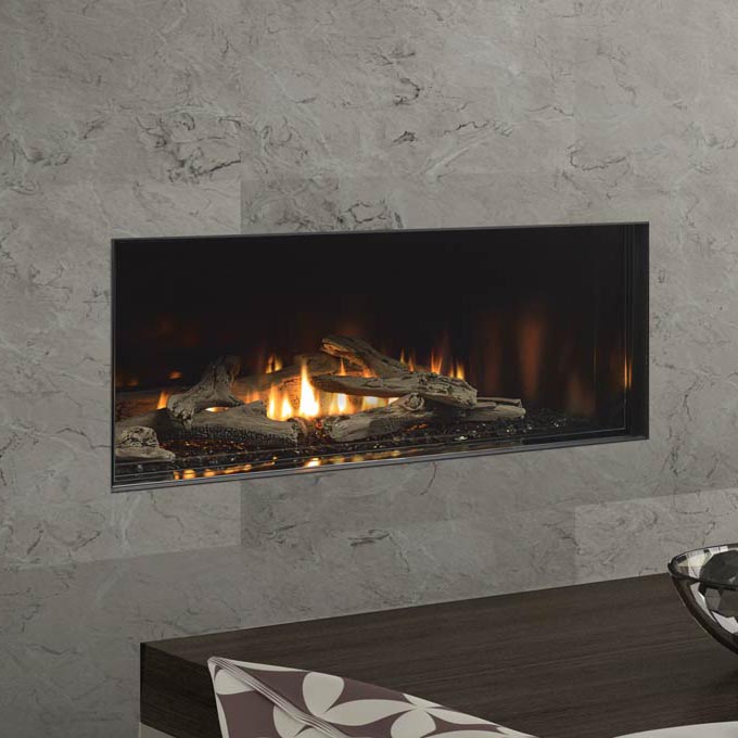 A sleek Regency City Series New York View 40 gas fireplace is showcased in a contemporary home interior
