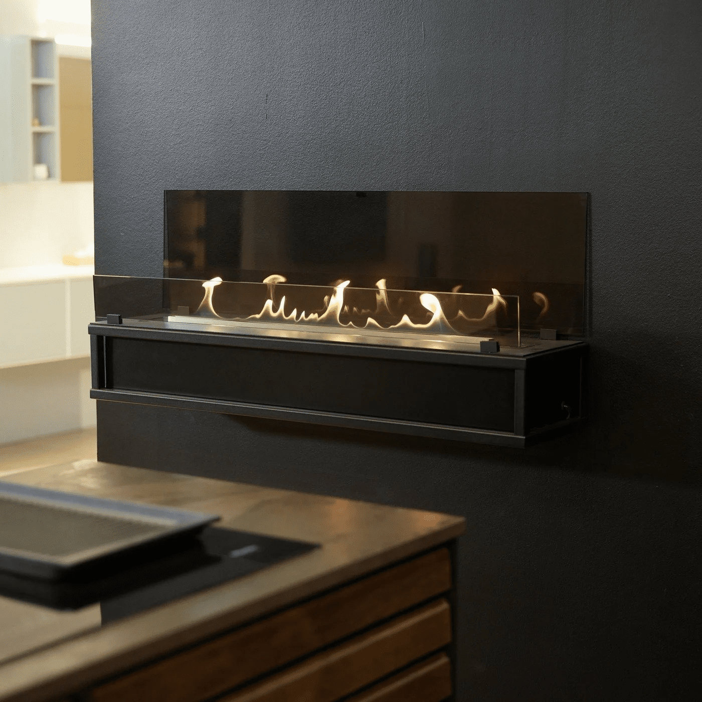 Electric Connection BEV Decoflame Torino Wall Mounted Net Zero Bioethanol Fireplace