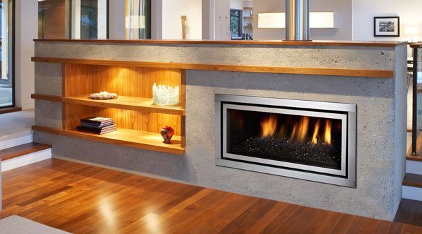 Regency Greenfire GF900C gas log fire adds warmth to a modern home interior with wood flooring, ideal for energy-efficient gas fireplaces Melbourne