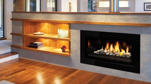 Regency Greenfire GF900C gas log fire adds warmth to a modern home interior with wood flooring, ideal for energy-efficient gas fireplaces Melbourne