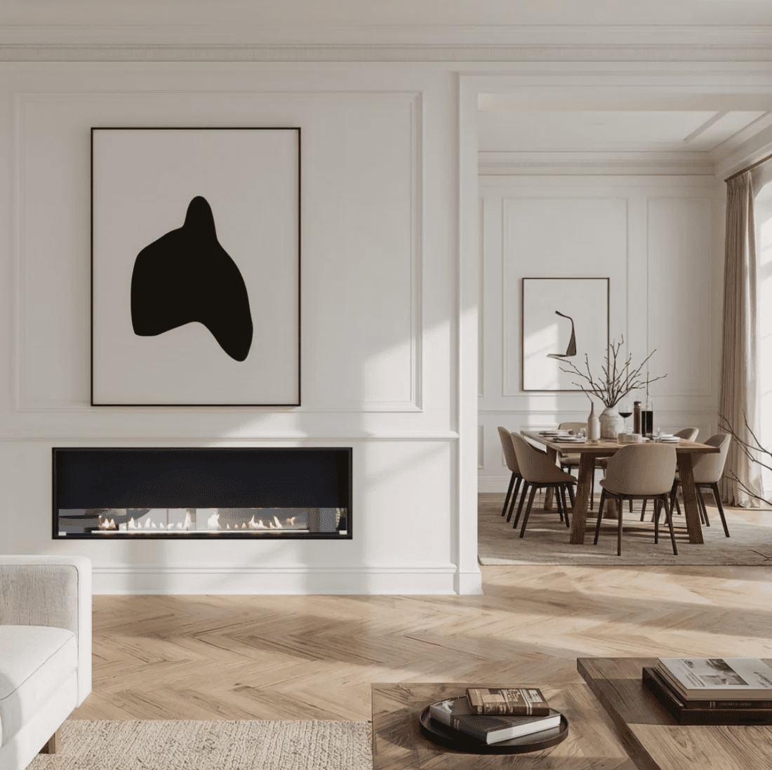 Decoflame Net Zero Emission F6 Fireplace Insert in a cosy living room