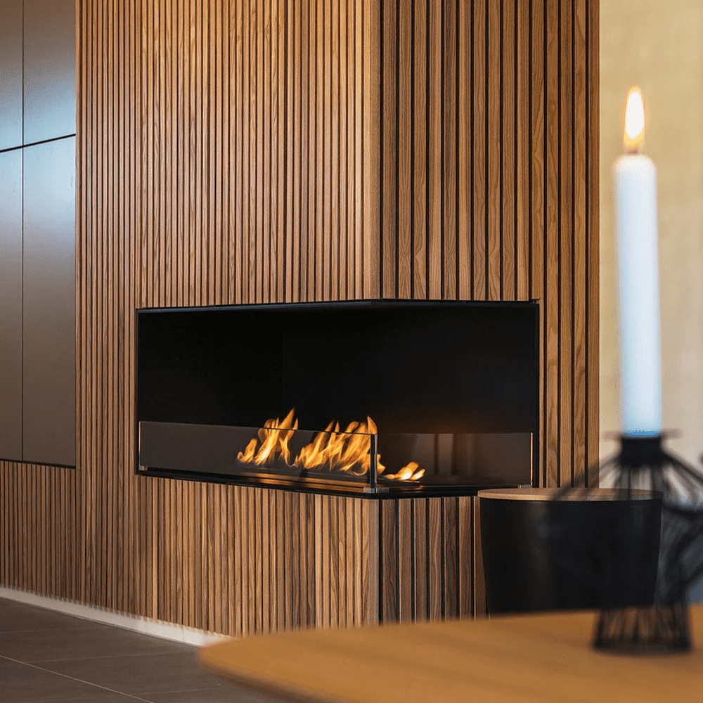 Premium Decoflame Montreal Right Corner Net Zero Built-In Fireplace with BEV Technology for Homes