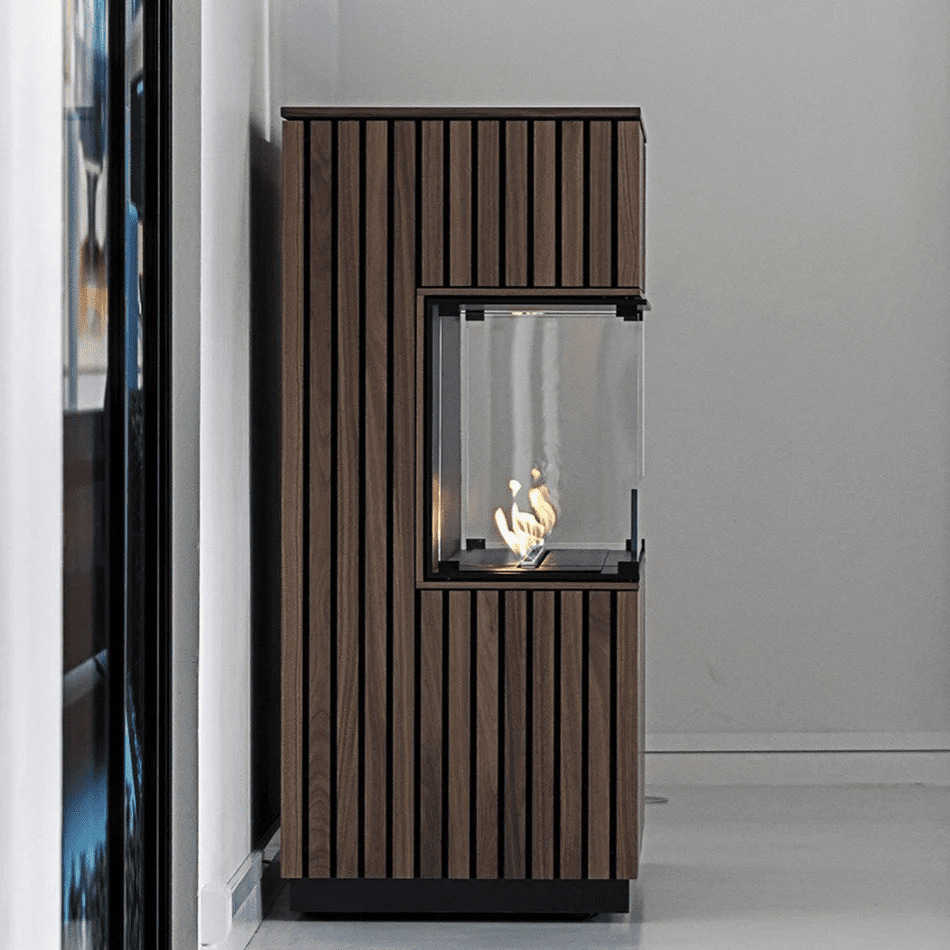 Decoflame Montreal Open Three-Sided Net Zero Fireplace with Burning Ethanol Vapour best for autumn warmth