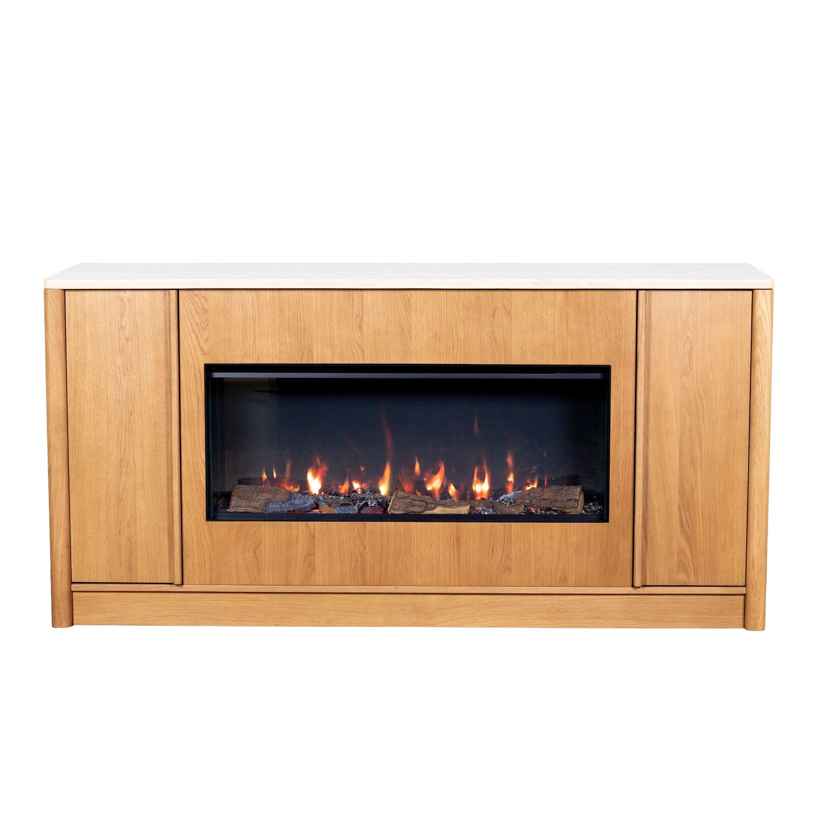 Wooden cabinet with electric fireplace unit Ember Arc Grange 180 for warm and comfort ambient lighting
