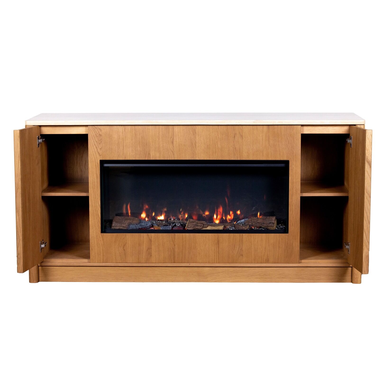 Wooden cabinet with electric fireplace unit Ember Arc Grange 180 for warm and comfort ambient lighting