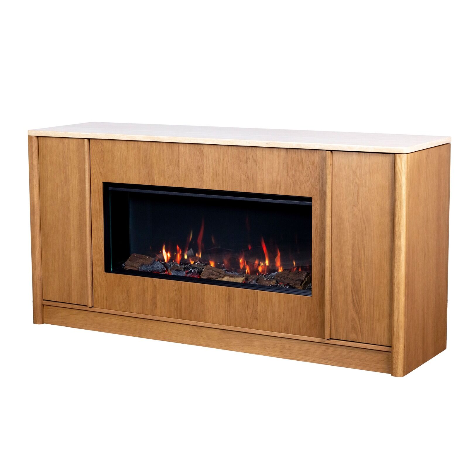 Wooden cabinet with electric fireplace unit Ember Arc Grange 180 for warm and comfort ambient lighting