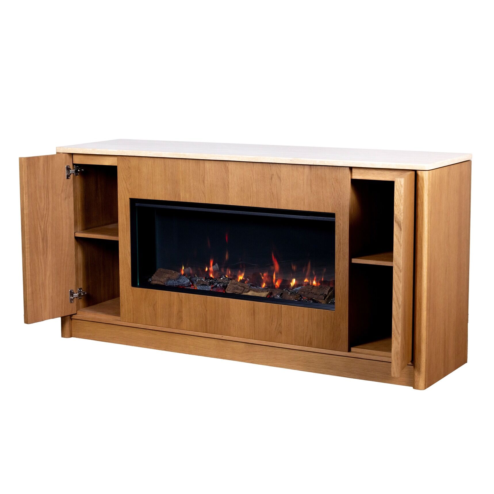 Wooden cabinet with electric fireplace unit Ember Arc Grange 180 for warm and comfort ambient lighting