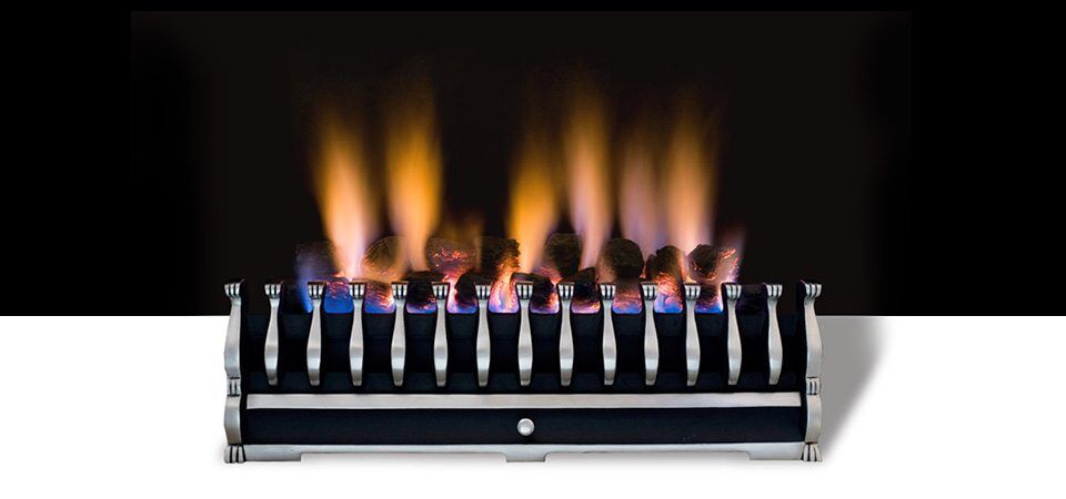Black and Grey Standard Coal Burner fireplace with realistic flames, one of the best gas fireplaces for autumn warmth in homes
