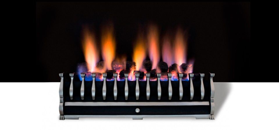 Black and Grey Standard Coal Burner fireplace with realistic flames, one of the best gas fireplaces for autumn warmth in homes
