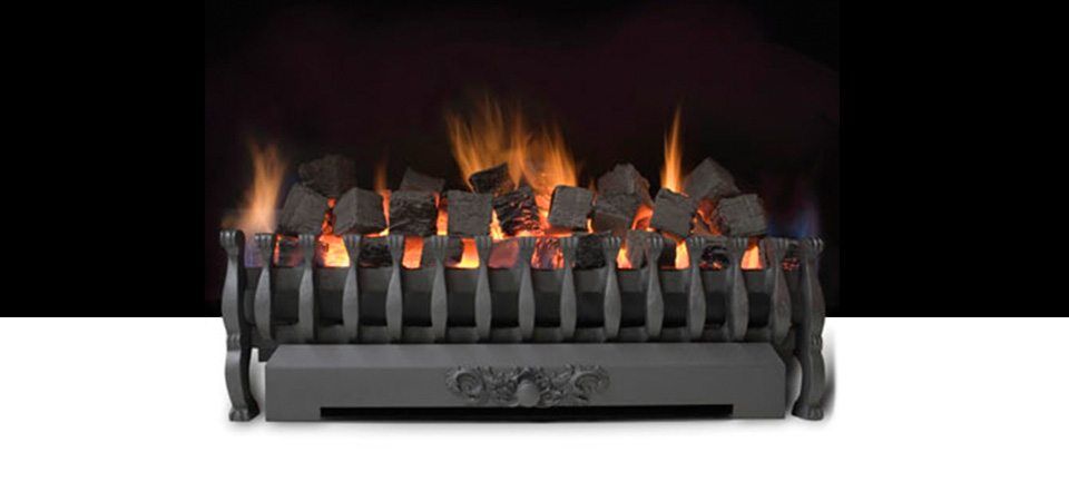 Black Superheat Coal Burner fireplace with realistic flames, one of the best gas fireplaces for autumn warmth in homes