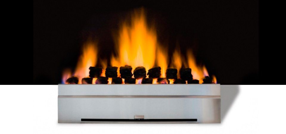 Grey Superheat Coal Burner fireplace with realistic flames, one of the best gas fireplaces for autumn warmth in homes