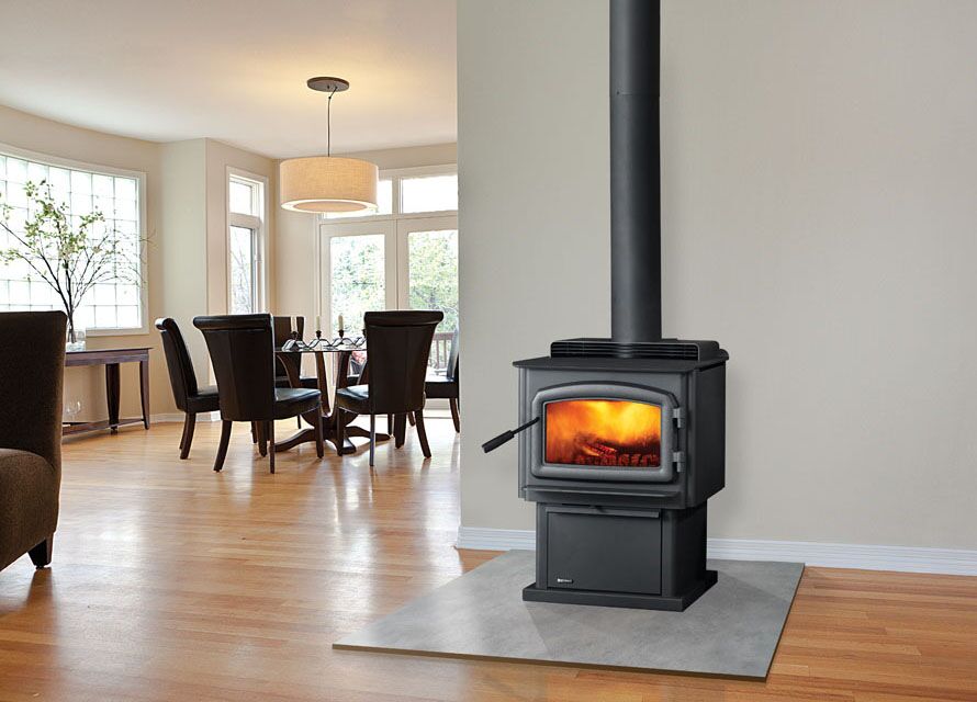 A wood burning stove, Regency Hamilton™, situated in a living room, enhancing the room's comfort and aesthetic appeal