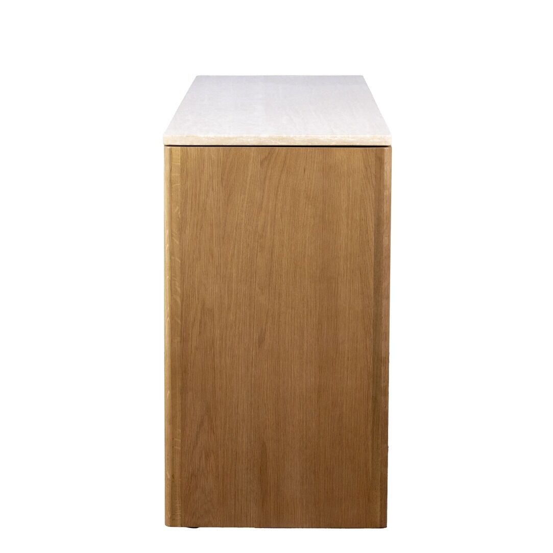Side view of wooden cabinet design for the Ember Arc Grange 180 electric fireplace